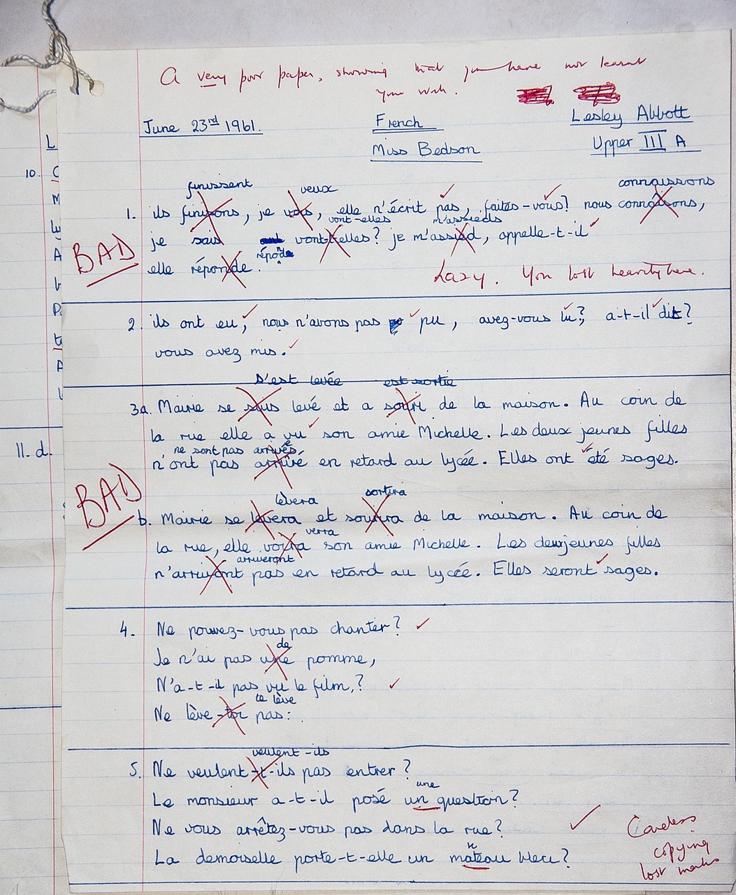 Muestra de material de examen internacional